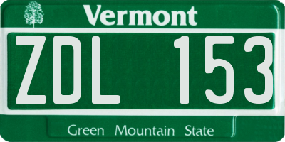 VT license plate ZDL153