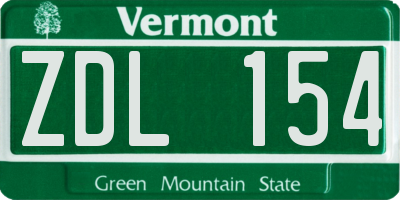 VT license plate ZDL154