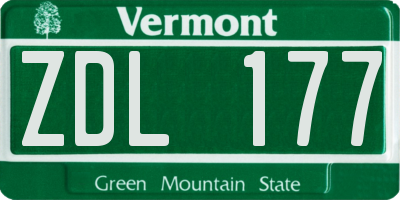 VT license plate ZDL177