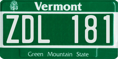 VT license plate ZDL181