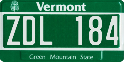 VT license plate ZDL184