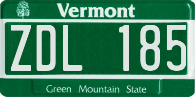 VT license plate ZDL185