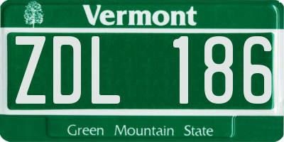 VT license plate ZDL186