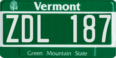 VT license plate ZDL187