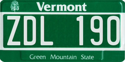 VT license plate ZDL190