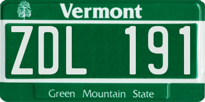 VT license plate ZDL191