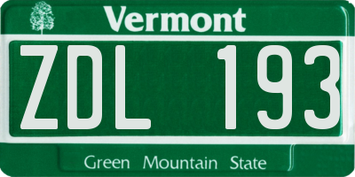 VT license plate ZDL193