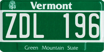 VT license plate ZDL196