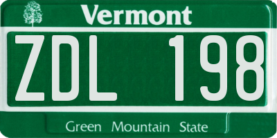 VT license plate ZDL198
