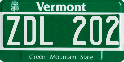VT license plate ZDL202