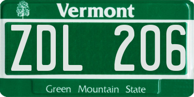 VT license plate ZDL206