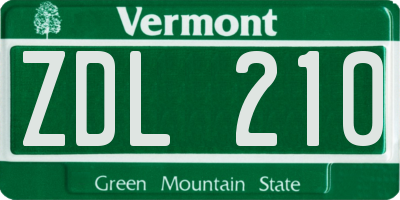VT license plate ZDL210
