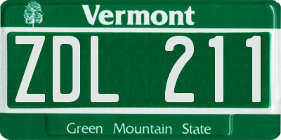 VT license plate ZDL211