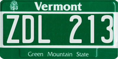 VT license plate ZDL213