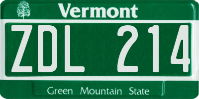 VT license plate ZDL214
