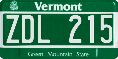 VT license plate ZDL215