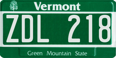 VT license plate ZDL218
