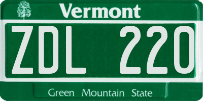 VT license plate ZDL220