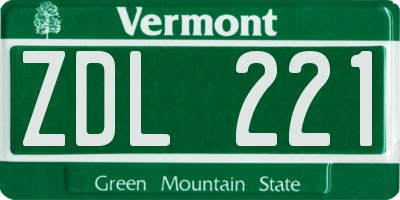 VT license plate ZDL221