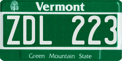 VT license plate ZDL223