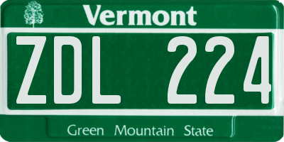 VT license plate ZDL224