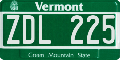VT license plate ZDL225