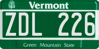 VT license plate ZDL226