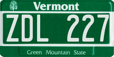 VT license plate ZDL227