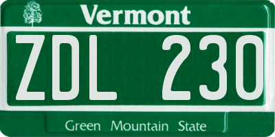 VT license plate ZDL230