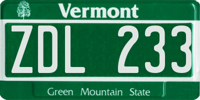 VT license plate ZDL233