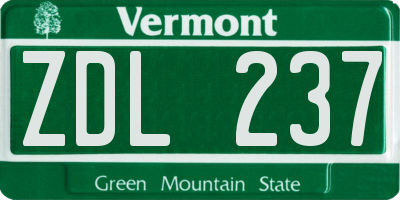 VT license plate ZDL237