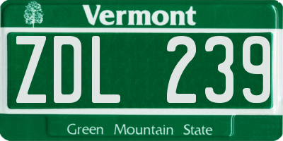 VT license plate ZDL239