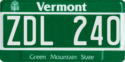 VT license plate ZDL240
