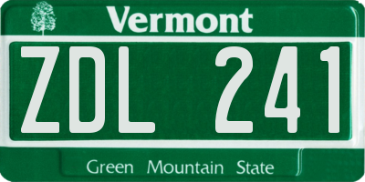 VT license plate ZDL241