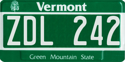 VT license plate ZDL242