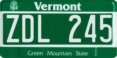 VT license plate ZDL245