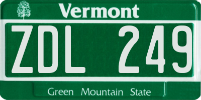 VT license plate ZDL249