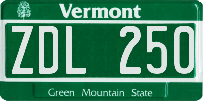 VT license plate ZDL250