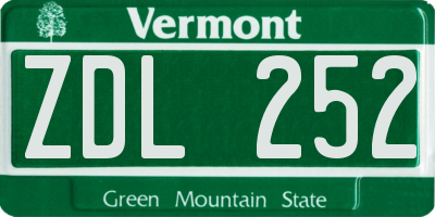 VT license plate ZDL252