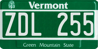 VT license plate ZDL255