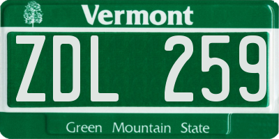 VT license plate ZDL259