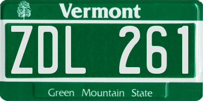 VT license plate ZDL261