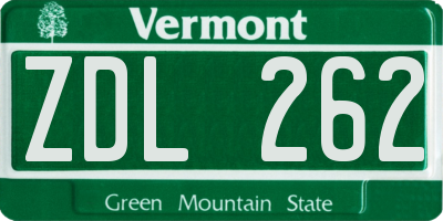 VT license plate ZDL262