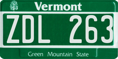 VT license plate ZDL263