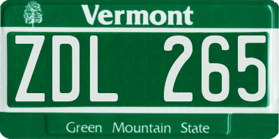 VT license plate ZDL265