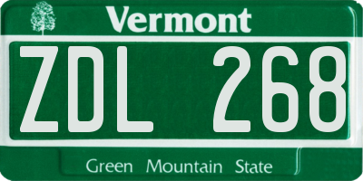 VT license plate ZDL268
