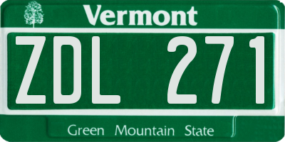 VT license plate ZDL271