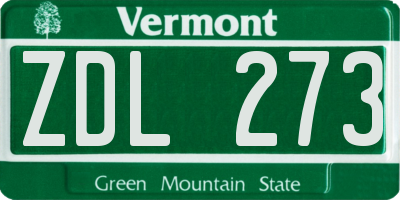 VT license plate ZDL273