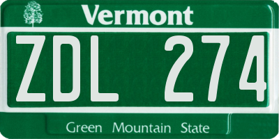 VT license plate ZDL274