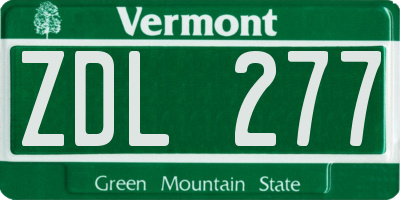 VT license plate ZDL277
